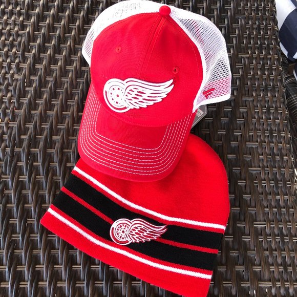FANATICS/OLD TIME HOCKEY NHL Detroit Red Wings Cap/Toboggan Bundle - Size OS - Picture 12 of 12